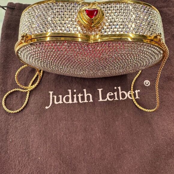 Judith Leiber Swarovski Crystal Heart Soul Wedding Clutch Shoulder Bag